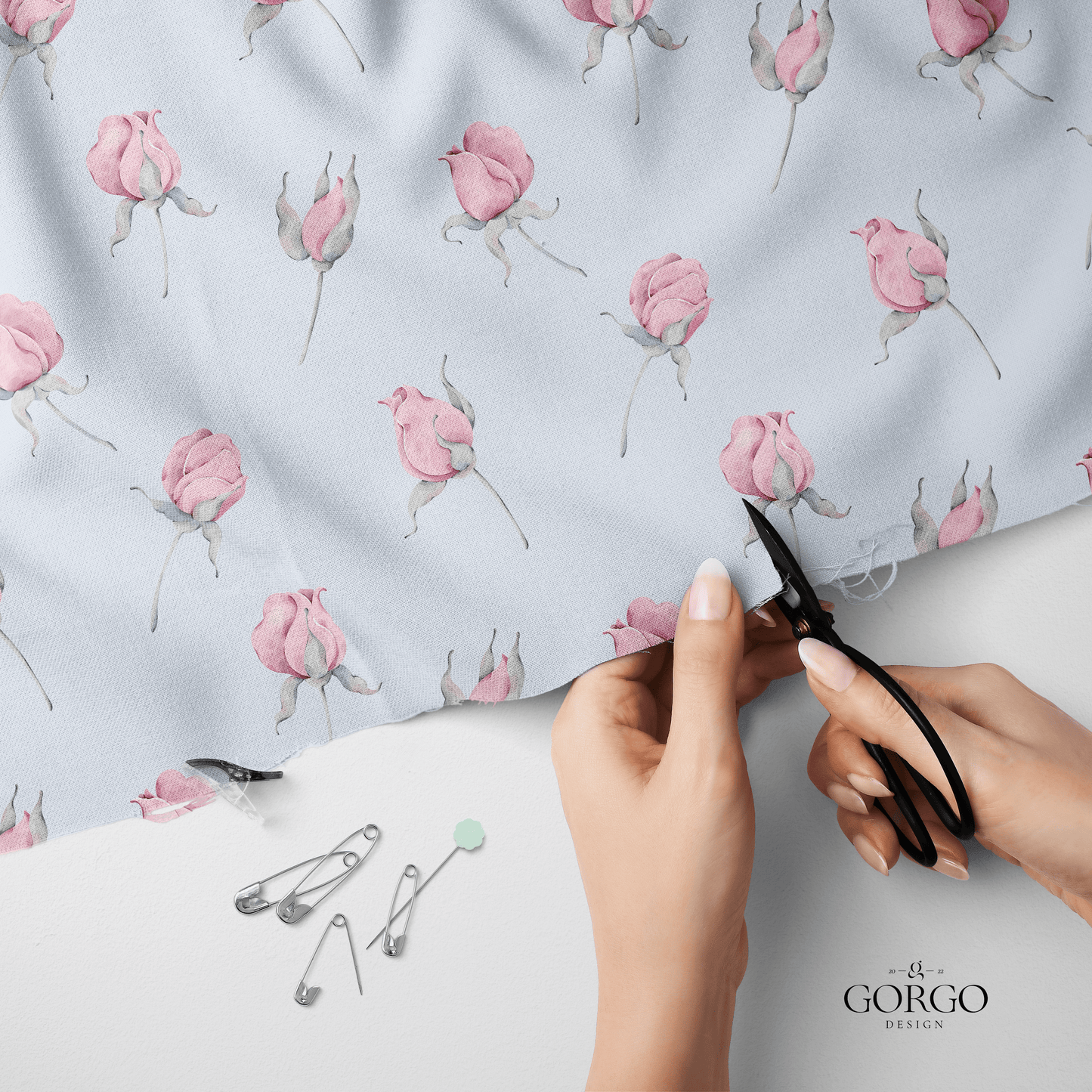 Exclusive Seamless Pattern with Rose Buds