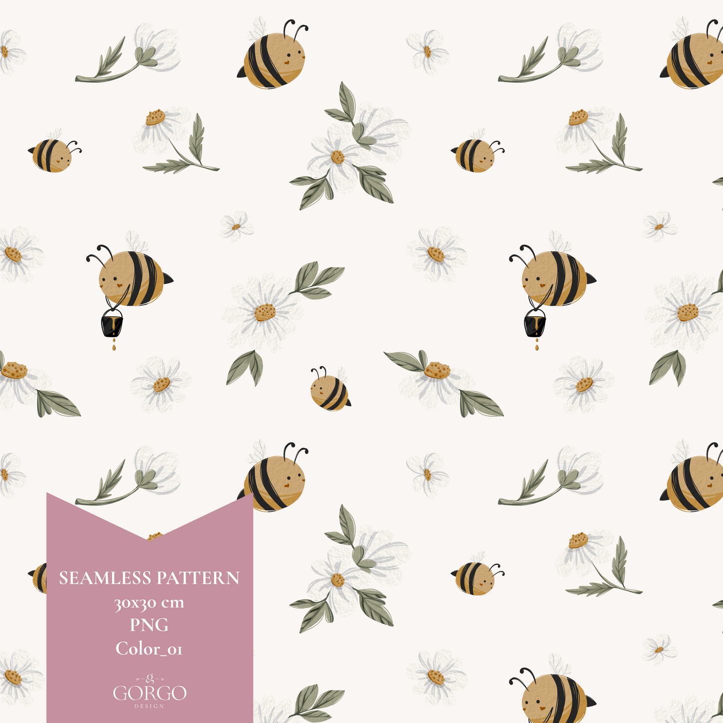 Exclusive Cute Bee Seamless Pattern