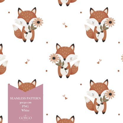 Exclusive Seamless Pattern with Cute Boho Fox