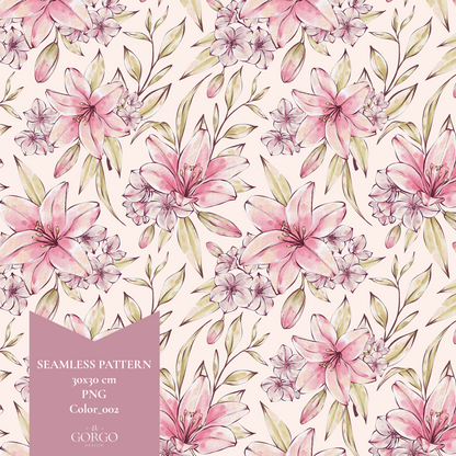 Exclusive Seamless Pattern with Lilies