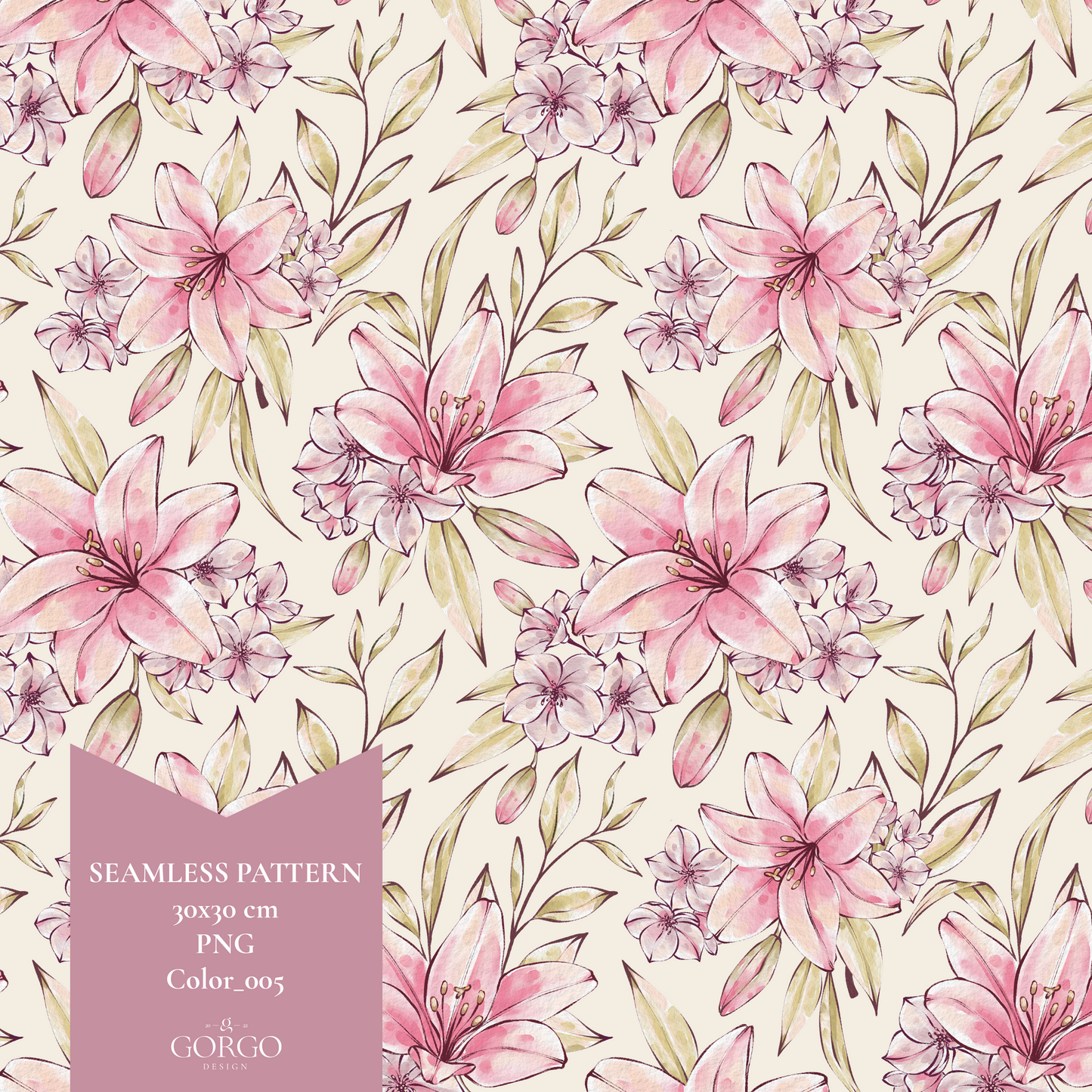 Exclusive Seamless Pattern with Lilies