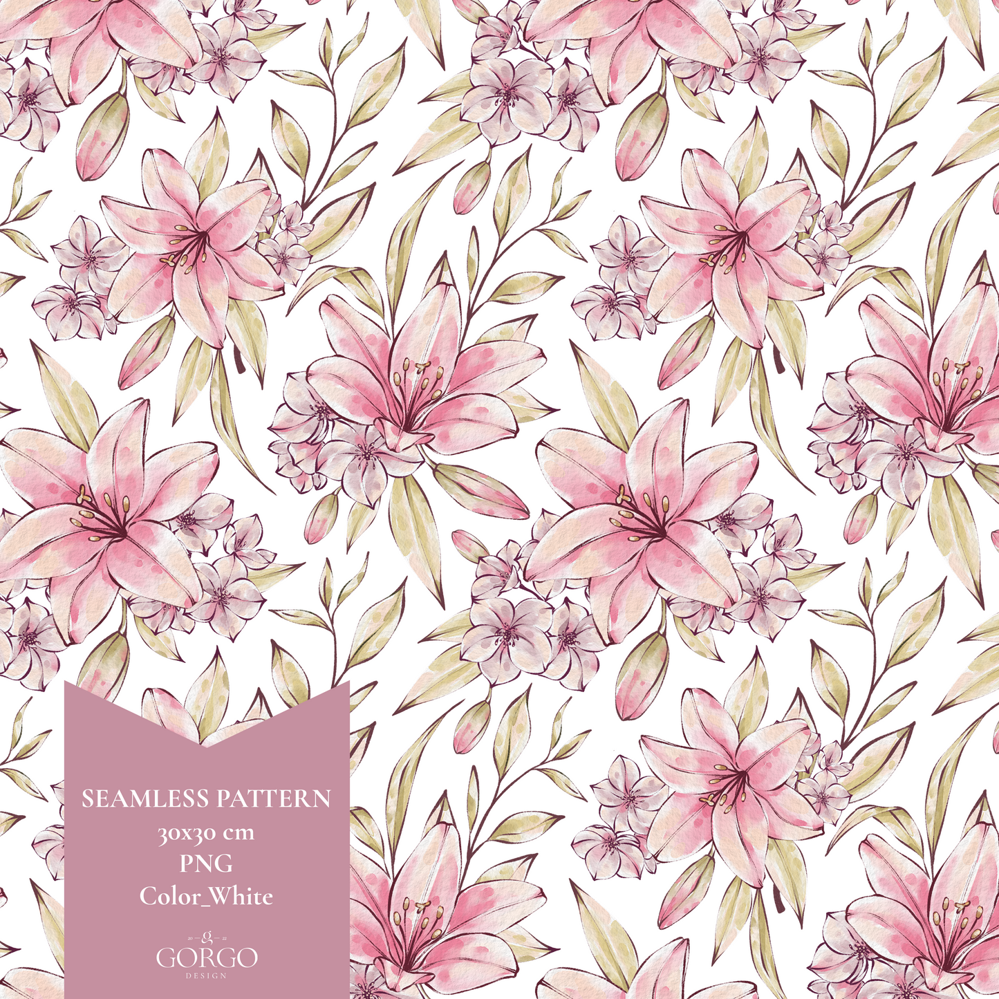 Exclusive Seamless Pattern with Lilies