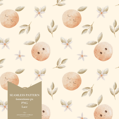 Non-Exclusive Seamless Pattern with Cute Oranges