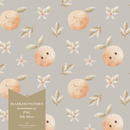 Non-Exclusive Seamless Pattern with Cute Oranges