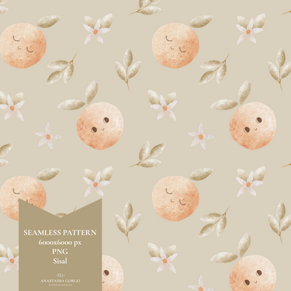 Non-Exclusive Seamless Pattern with Cute Oranges