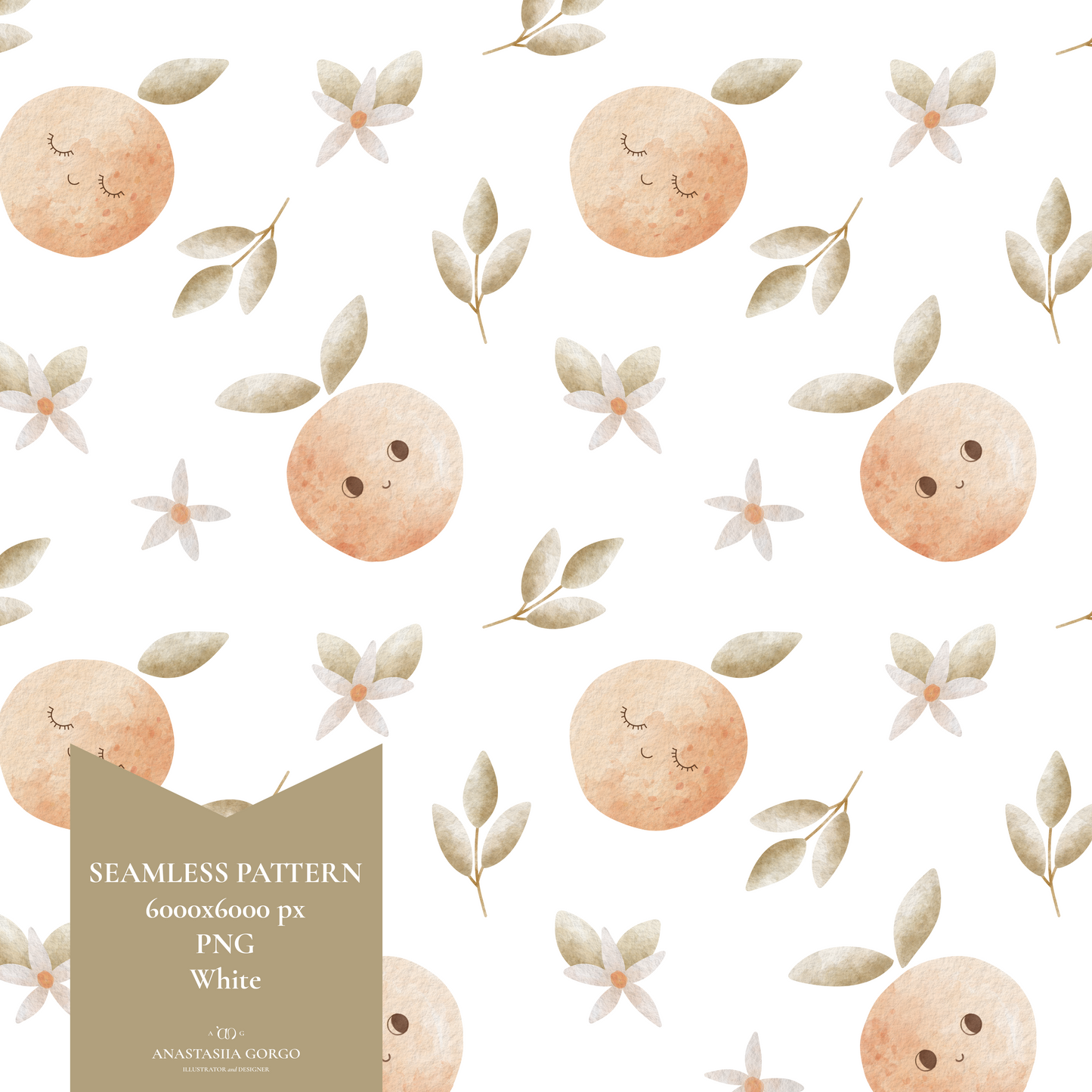 Non-Exclusive Seamless Pattern with Cute Oranges