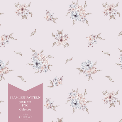 Exclusive Seamless Pattern with Peony and Anemone