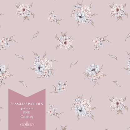 Exclusive Seamless Pattern with Peony and Anemone