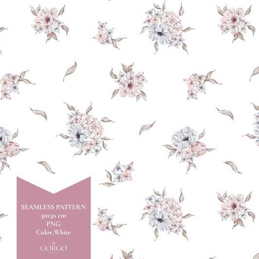 Exclusive Seamless Pattern with Peony and Anemone