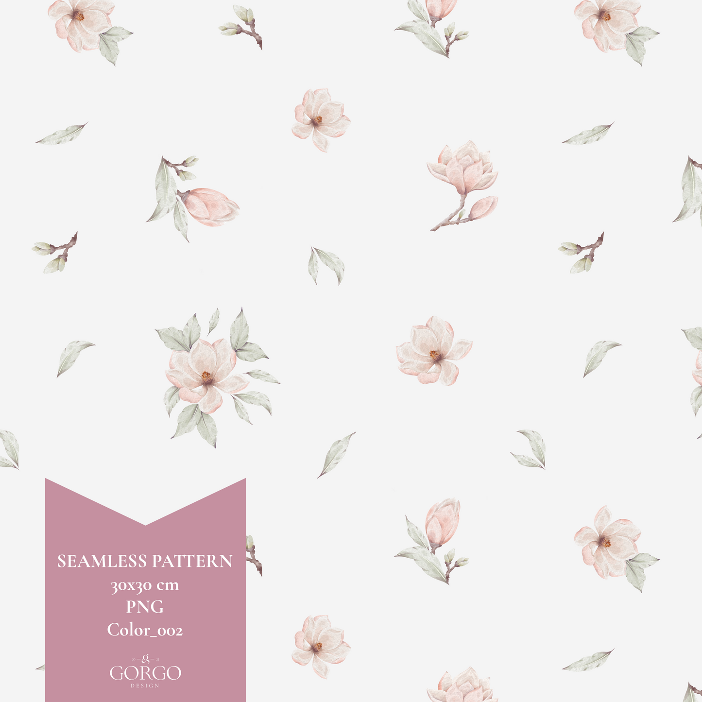 Non-Exclusive Seamless Pattern with Beautiful Magnolia