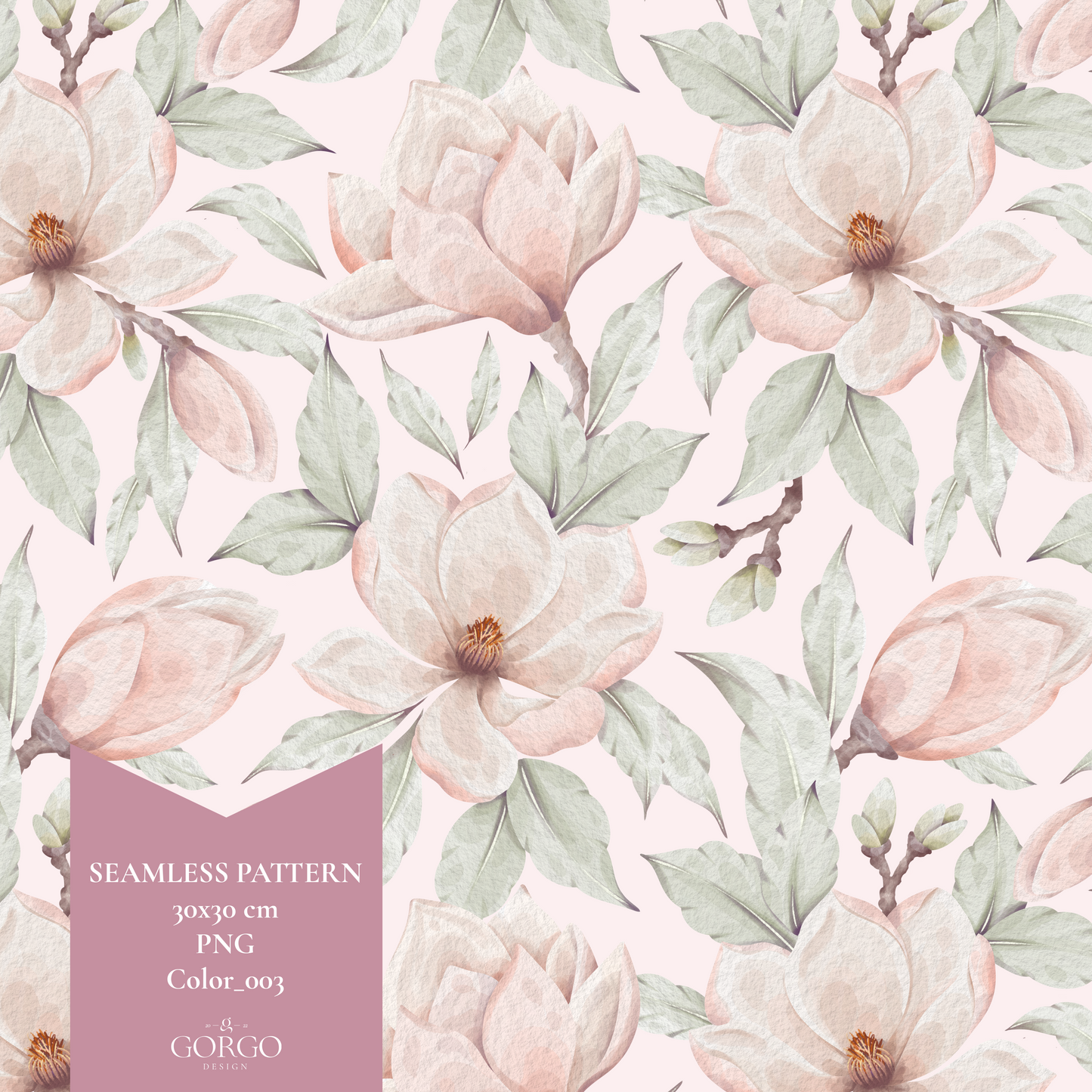 Exclusive Seamless Pattern with Tender Magnolia