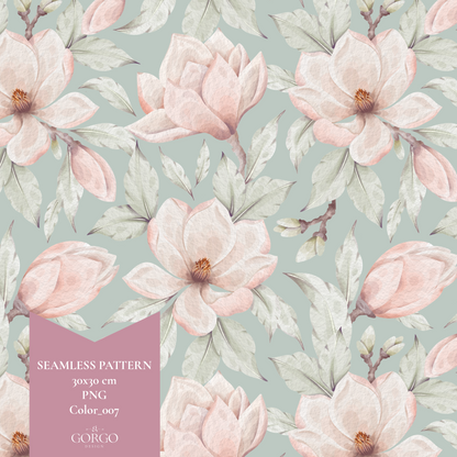 Exclusive Seamless Pattern with Tender Magnolia