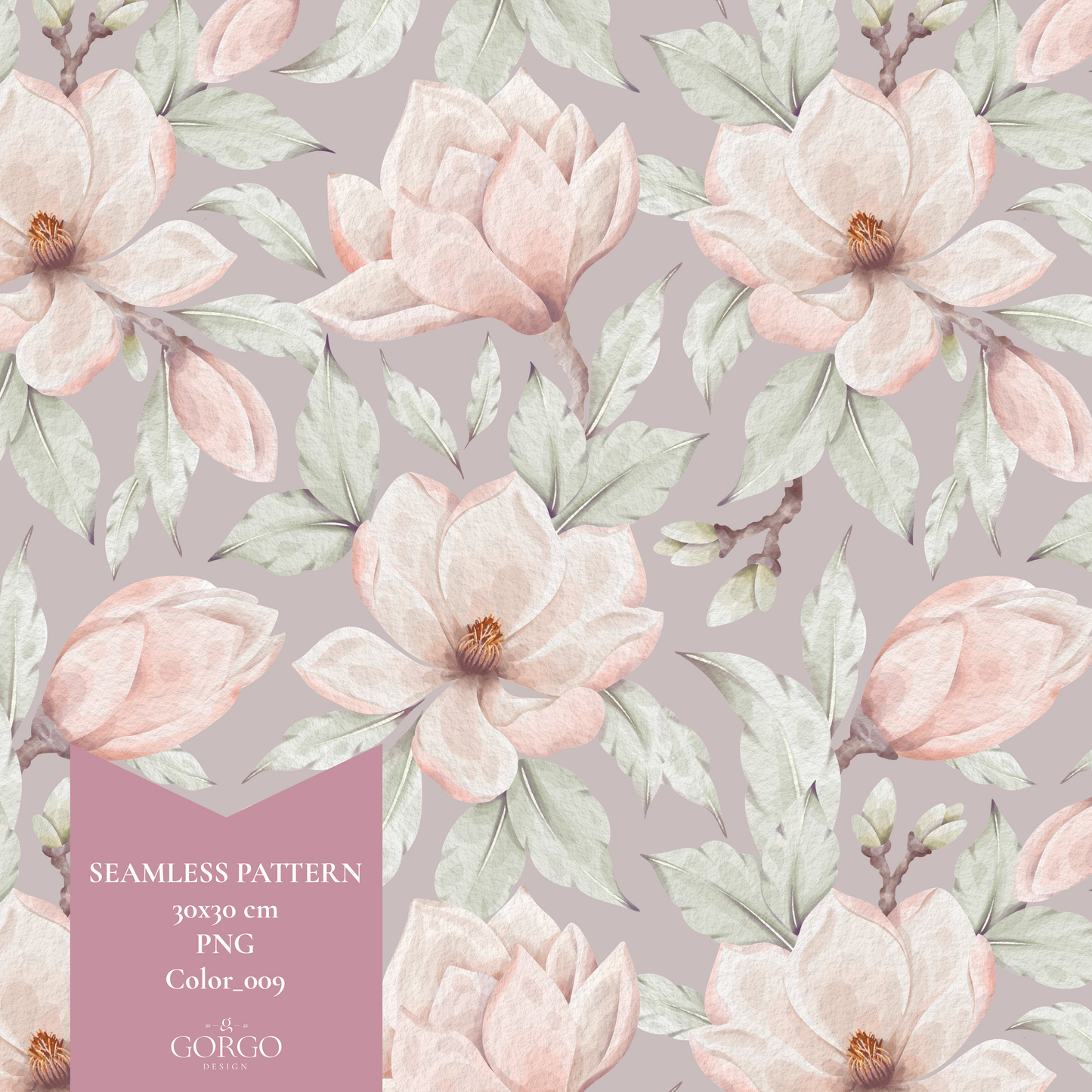 Exclusive Seamless Pattern with Tender Magnolia