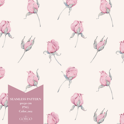 Exclusive Seamless Pattern with Rose Buds