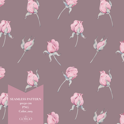 Exclusive Seamless Pattern with Rose Buds