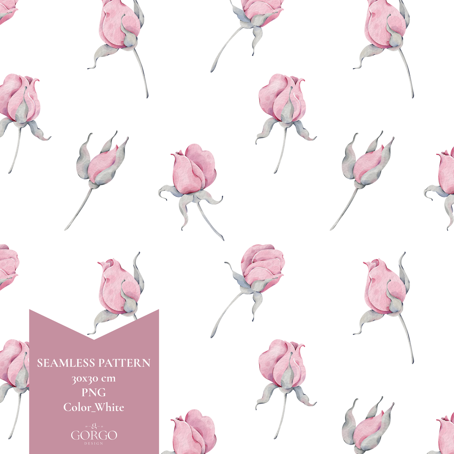 Exclusive Seamless Pattern with Rose Buds